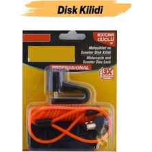 Leaf Shop Kilidi Motosiklet Bisiklet Disk Kilit Hatırlatma Halatlı Taşıma Çantalı Hırsız Önleme Güvenlik