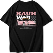 Brz Collection Oversize Siyah Unisex Rauh Welt Porsche Arka Baskılı T-Shirt