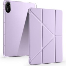 Leaf Shop Xiaomi Redmi Pad 2 ile Uyumlu Kılıf Tri Folding Silikon Kalem Bölmeli Katlanabilir Standlı Pu Deri Yumuşak Kapak, Tablet Kılıfı [akıllı Kapak, Uyku Modlu] - Lila