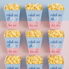 Leaf Shop Kız Mı Erkek Mi Popcorn Kutusu, 8'li Set, Baby Shower ve Cinsiyet Partisi Için Mısır Kutuları, Mavi-Pembe