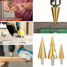 Leaf Shop 3 Parça Kademeli Matkap Ucu Paslanmaz Uç Alüminyum Sac Demir Delme Seti