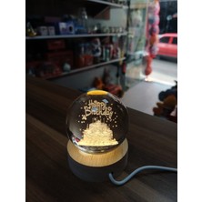 BLC Boutique Ahşap LED Kristal Küre Happy Birthday Gece Lambas