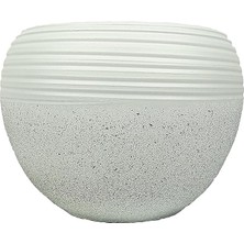 Leaf Shop Ev Dekorasyon Beyaz Granit Küp Saksı Saksılık Salon Çiçeklik Büyük Boy