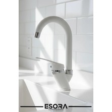 Esora Baston Borulu Mix Mutfak Eviye Bataryası Musluğu Çift Su Girişli