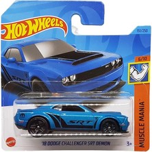 Leaf Shop Wheels - ´18 Dodge Challenger Srt Demon - Muscle Mania 6/10 - HKJ54 - Short Card - Mopar - Mavi Metalik - Mattel 2023