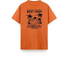 Oksit West Coast Surfriders California Baskılı Erkek Unisex Oversize Tişört Büyük Beden Tshirt