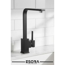 Esora Siyah Kare Kuğu Mutfak Bataryası 360° Döner Borulu