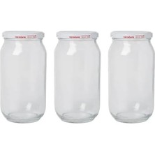 Misda Store Adet 1000 ml Metal Beyaz Konserve Kapaklı Şeffaf Paşabahçe Menemen Turşuluk Cam Kavanoz