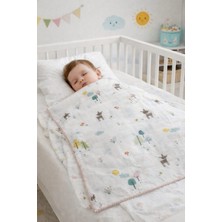 Lina Baby Bloomm Geyik ve Çiçek Desenli % 100 Organik Pamuk (80 CMX80 Cm)Çok Amaçlı Müslin Bezi Örtü Battaniye
