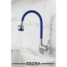 Esora 2 Fonksiyonlu Mavi Oynar Borulu Mutfak Eviye Bataryası Musluğu