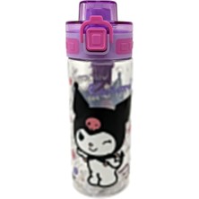 Misda Store 500ML Kuromi Temalı Lisanslı Rahat Içim Ağızlıklı Askılı Kilitlenebilir Su Matarası