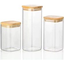 Misda Store Home 2'li Vakum Kapaklı Borosilikat Cam Saklama Kabı Seti – Mini Boy, Hava Geçirmez, Gıda Saklama Için Ideal-Baharat,kahve,şeker-Mini Baharatlık (Bambu Kare, 150 Ml)