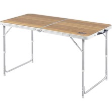 Misda Store Portatif Kamp Masası, 3 Yükseklik Ayarlı, Katlanır Piknik Masası, Kolay Taşınabilir Alüminyum Masa - 120X60 - Hareli Ceviz