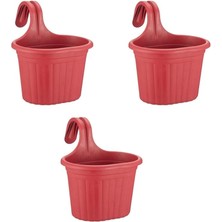 Misda Store Askılı Balkon Saksı – 3 Litre, 3 Adet | Kırmızı Renk | 22,2 cm | Askılı Tasarım