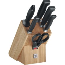 Misda Store Four Star Blok Bıçak Seti, Paslanmaz Çelik, Manyetik Bıçak Bloklu, Gümüş