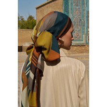 Yağ Yeşili Ed Scarf Clover Floş Viskon Şal