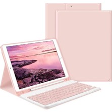 Misda Store Galaxy Tab A9 8.7inç X110 ile Uyumlu Kılıf Kablosuz Klavyeli Case Mobax X113 X115 X117 Pembe Açık