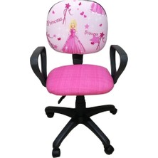 Misda Store Çalışma Koltuğu Döner Tekerli Amortisörlü Sandalye Prenses Desenli