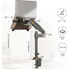 Misda Store Bayou Nb 10-17 Inç Dizüstü Bilgisayar Için Ayarlanabilir Tepsili Dizüstü Bilgisayar Montajı, 17-30 Inç Monitör Için Vesa Plakalı Tam Hareket Kolu (4.4~20 Lb Içinde), Kelepçeli Gromet Montajı