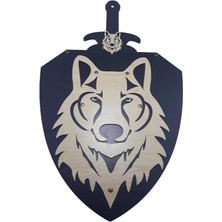 Misda Store Kurt Başlı Kılıc Kalkan Seti, Ahşap Oyuncak ETİCSET030