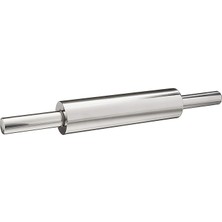 Misda Store Paslanmaz Çelik Merdane – Hamur Açma Rulosu Dönmeli Metal Oklava – Ergonomik Saplı Döner Başlıklı Rolling Pin Profesyonel Kullanım – 25 cm Rulo + 2x9 cm Sap – Toplam 43 cm