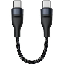 Misda Store Super Şarj 5A 66W Type-C Şarj Kablosu Kısa Type-C Powerbank Şarj Kablosu Örgü Kopmaz Kablo