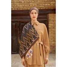 Kahverengi Ed Scarf Missoma Floş Viskon Şal
