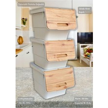 Misda Store Home 3'lü Bambu Renk Tekerlekli Patateslik Soğanlık Oyuncak Kutusu Patates Soğan Sepeti Motek 12 Lt