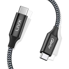 Misda Store Action Thunderbolt 4 Type C Kablo 100 W Pd Şarj 40 Gbps Veri ve Görüntü Aktarım Kablosu Örgülü Kablo (50 Cm)