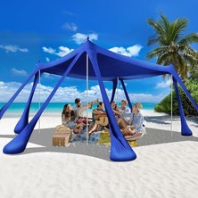 Misda Store Plaj Gölgelik Tente Deniz Çadırı, Sahil Plaj Gölgeliği Kanopy, UPF50 Güneş Koruma, Açık Hava Deniz Şemsiyesi Tente Gölgelik Aile Kampı Balık Piknik Için Gölgelik, 300X300CM Derin Mavi