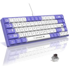 Misda Store Ajazz AK680 65% Kablolu Hotswap Mekanik Oyun Klavyesi,68 Tuşlu Taşınabilir Anti-Ghosting Klavye,gökkuşağı Arkadan Aydınlatmalı Programlanabilir,eva Sandviç,ergonomik Mor Beyaz/brown Switch
