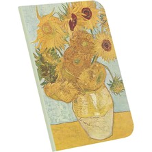 Misda Store Vase With Twelve Sunflowers, Van Gogh 1888, A4 Defter Iv, Çizgisiz, Toplam 64 Sayfa, Tel Dikiş, Esnek Kapak, Oval Kenar, Tuval Doku, 60 Gram, Sarı Krem Renk, 21X29,7X0,5CM