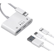 Misda Store iPhone 11 12 13 14 Uyumlu Lightning Uyumlu Type-C USB ve Lightning Çıkış Alabileceğiniz Adaptör USB ve USB C Aksesuarlar ile Hızlı Bağlayın ZR578