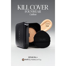 Clio Cıca Içerikli, Yüksek Kapatıcı Yarı Mat Clıo Kill Cover Founwear Cushion Set (23N Ginger) SPF40PA++