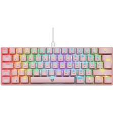 Misda Store Majesty 62 Tuşlu Rgb Mini Gaming Oyuncu Mekanik Klavye Red Switch Pembe