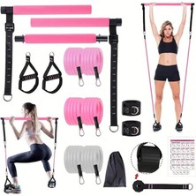 Misda Store Full Vücut Pilates Bar Seti Egzersiz Çubuğu Ayarlanabilir Evde Onlarcak Farklı Spor Jimnastik Olanağı Kapı Askılı Çantalı