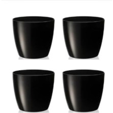 Leaf Shop Iç Mekan Saksı – 3’lü Parlak Siyah | 0,68 Litre | 15X13 cm | Fazla Suyu Ayıran Tabanlı Saksı