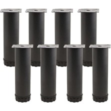 Leaf Shop 8 Adet Mobilya Kanepe Baza Koltuk Metal Destek Ayağı Ayarlanabilir 15 cm Siyah Metal Yükseltici Ayak