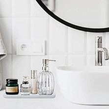 Leaf Shop Home Silikon Sabunluk Yağdanlık Altlığı Organizer, Çok Amaçlı Sunumluk,sıvı Sabun Standı 26X10 cm