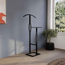 Leaf Shop Dilsiz Uşak Çift Tepeli Metal Modüler Ofis Işyeri Elbise Askılık (Siyah)