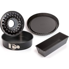 Leaf Shop 66621364 Classic 4 Parça Kek Kalıp Seti, Siyah