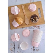 Misda Store Hediye Sepeti 50'li Açık Pembe Puantiyeli Muffin Kek Kalıbı, Kek Kapsülü Cupcake Kalıbı, Airfryer Uyumlu