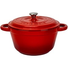 Leaf Shop Döküm Yuvarlak Tencere Döküm Demir Kapak New Heritage Serisi Çap 22CM. Kırmızı