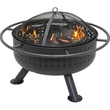Misda Store Metal 3 Parça Yuvarlak Dış Mekan Ateş Çukuru Bahçe-Kamp-Teras-Bungalov 67.5X67.5X50 cm