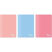 Leaf Shop Colors A4 80 Yaprak Çizgili Defter 3'lü Paket, Somon, Pembe, Mavi