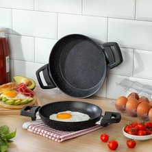 Leaf Shop Black Stone 2 Li Sahan Seti 18+22 Cm-Siyah