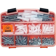 Leaf Shop All Essential Fasteners 320PARÇA 12 Çeşit Vida Seti, Dübelli Sunta Vidası Seti,matkap Ucu Bits Uç ve Takım Çantası