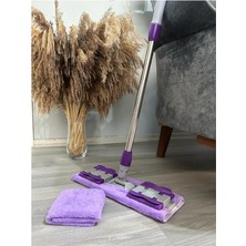 Leaf Shop Mop Yer Fayans Duvar Yüzey Temizlik Mikrofiber Mandallı Mop, Teleskopik Saplı Istediğin Bezi Tak Kullan Hediye Yedek Bez ' Li