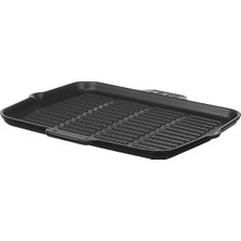 Leaf Shop Metal Silikon Sapli Dokum Izgara Tava, 21X30 Cm, Kirmizi