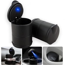 Leaf Shop LED Işıklı Araç Küllüğü Kendiliğinden Sönen Mini Araba Çöp Kutusu Araba Ev Ofis ve Seyahat Için Dumansız Silindir Araba Küllüğü Su Geçirmez Koku Sızdırmaz Yıkanabilir Siyah Mat Kül Tablası